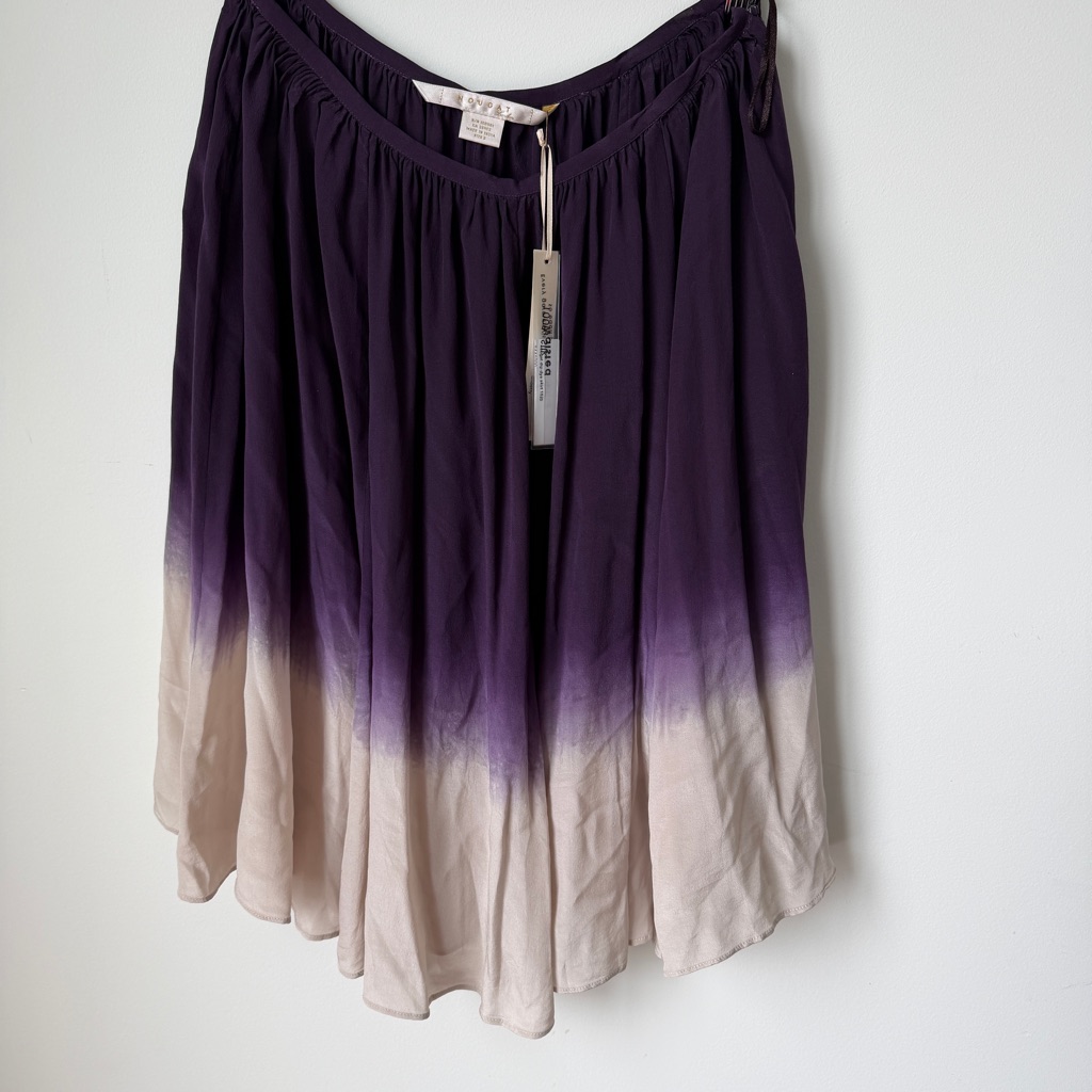 Nougat London Purple Ombre 100% Silk Skirt - Nwt $254 Women Size 2